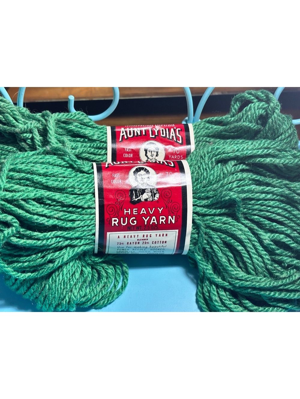 2 Aunt Lydia's Heavy Rug Yarn, Emerald Green, 70 Yards